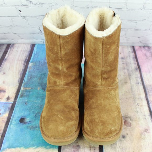 UGG Payton Brown Suede Fleece Lined Rainbow Zipper Winter Boots Rare Size 5 M - Picture 5 of 9